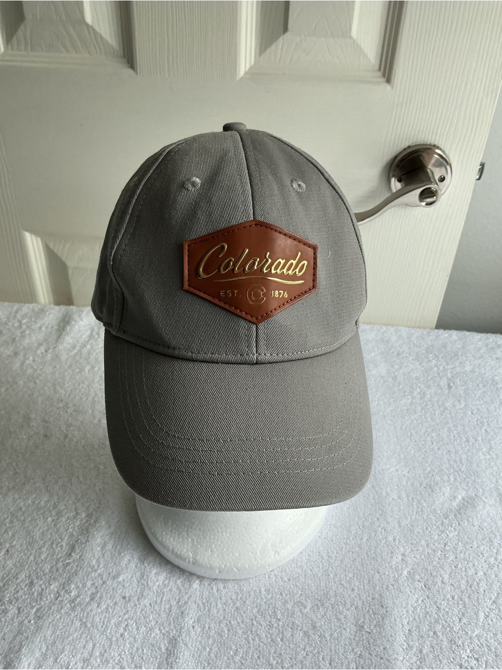 Colorado Est. 1876 Gray Cotton Baseball Cap Leather Patch Adjustable Hat